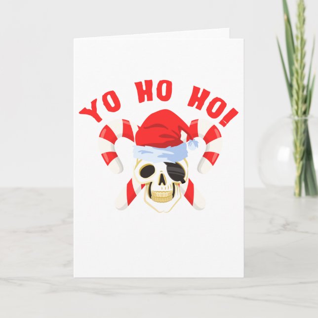 Cartes Pour Fêtes Annuelles Yo Ho Pirate Père Noël Sketch Noël (Devant)
