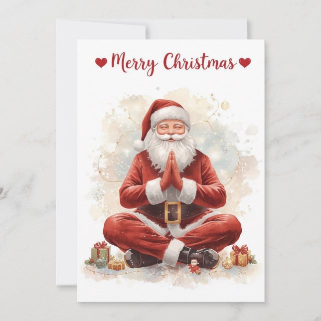 Cartes Pour Fêtes Annuelles Yoga Christmas Santa Claus posant Yoga Holiday (Devant)