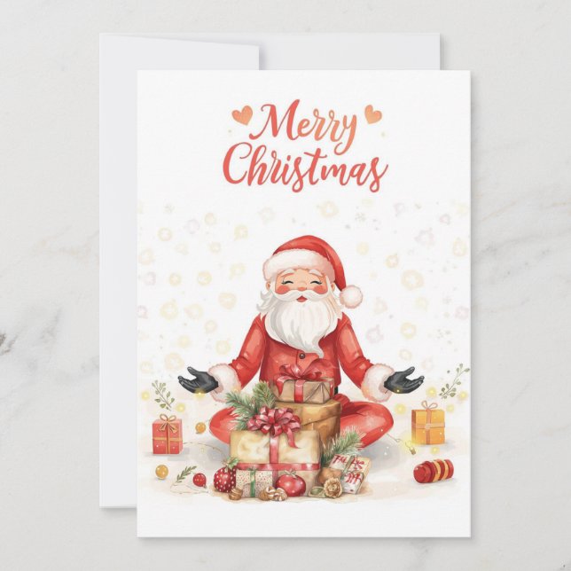Cartes Pour Fêtes Annuelles Yoga Christmas Santa Claus posant Yoga Holiday (Devant)