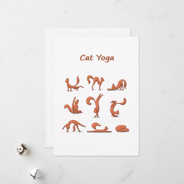 Cartes Pour Fêtes Annuelles Yoga de chat (Devant/Arrière en situation)
