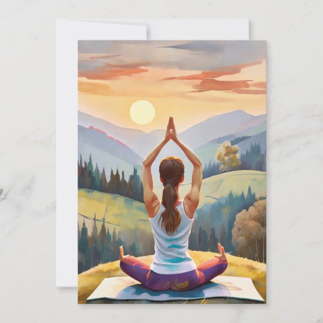 Cartes Pour Fêtes Annuelles Yoga Girl Confortable, Paix (Devant)