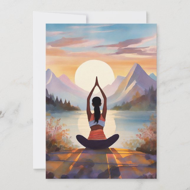 Cartes Pour Fêtes Annuelles Yoga Girl Près De La Mer (Devant)
