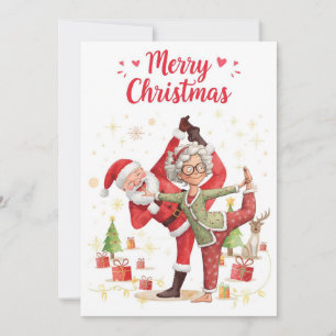 Cartes Pour Fêtes Annuelles Yoga Noël Père Noël posant Yoga Vacances
