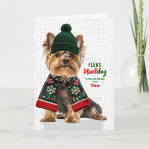 Cartes Pour Fêtes Annuelles Yorkie Chien Drôle Puces Navidog avec Nom