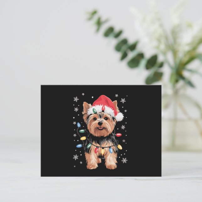 Cartes Pour Fêtes Annuelles Yorkie Christmas Chien Long Noël Cadeau (Debout devant)