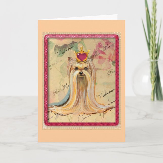 Cartes Pour Fêtes Annuelles Yorkie Princess Valentine Cadeaux (Devant)