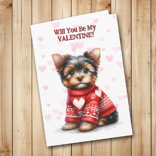 Cartes Pour Fêtes Annuelles Yorkshire Terrier Chiot en Sweat Valentine