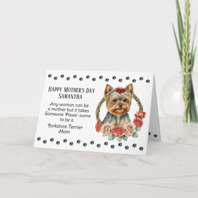 Cartes Pour Fêtes Annuelles Yorkshire Terrier Maman Verset de la Fête des Mère (Devant)
