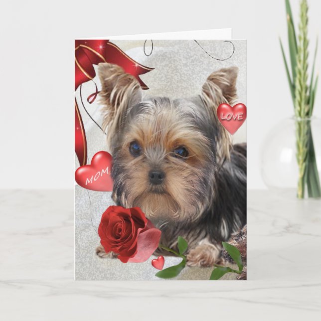 Cartes Pour Fêtes Annuelles Yorkshire Terrier Momma Love (Devant)