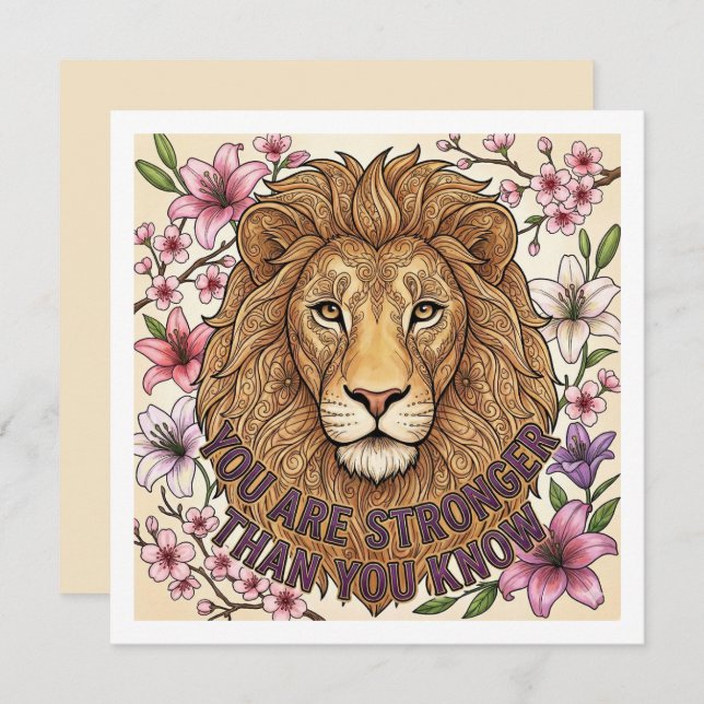 Cartes Pour Fêtes Annuelles You Are Strong Personalized Lion Card (Devant / Derrière)