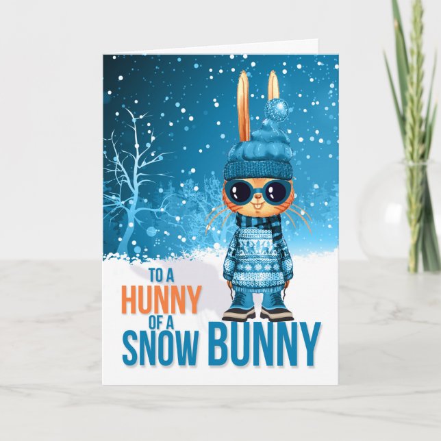 Cartes Pour Fêtes Annuelles Young Godson Cute Blue Christmas Snowbunny (Devant)
