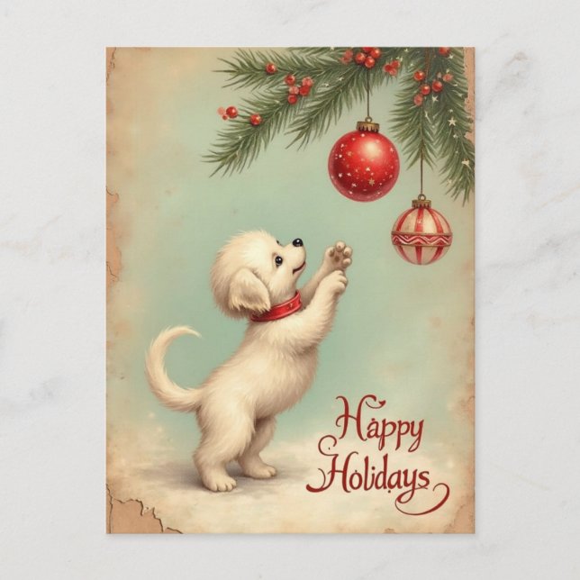 Cartes Pour Fêtes Annuelles Your Own Text Season’s Greetings Puppy Postcard (Devant)