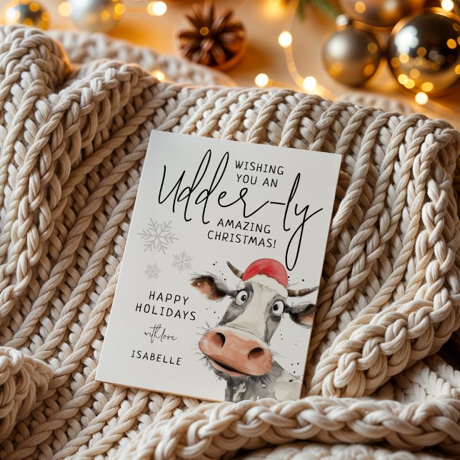 Cartes Pour Fêtes Annuelles You're Udder-ly Amazing | Fun Christmas (Créateur téléchargé)