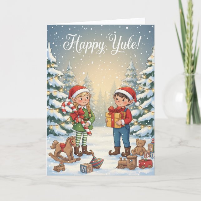 Cartes Pour Fêtes Annuelles Yule Elves (Devant)