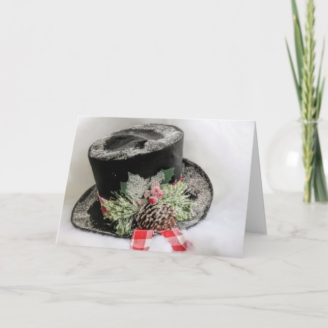Cartes Pour Fêtes Annuelles Yuletide Décoré Top Hat (Devant)