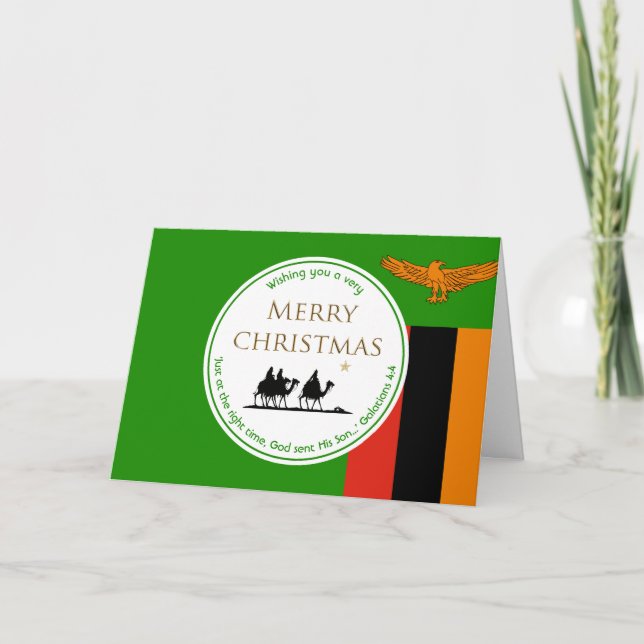 Cartes Pour Fêtes Annuelles ZAMBIA DRAPEAU Trois Sages Écritures Noël (Devant)