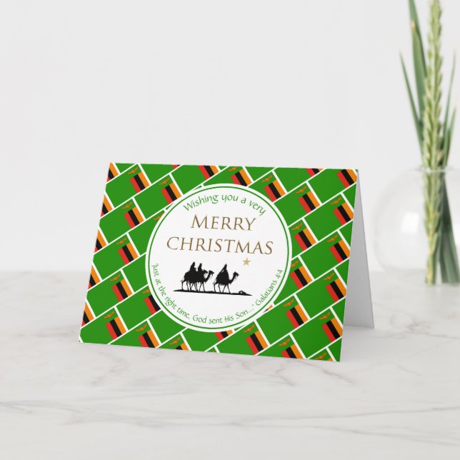 Cartes Pour Fêtes Annuelles ZAMBIE DRAPEAU Noël ZAMBIE Trois Sages (Devant)