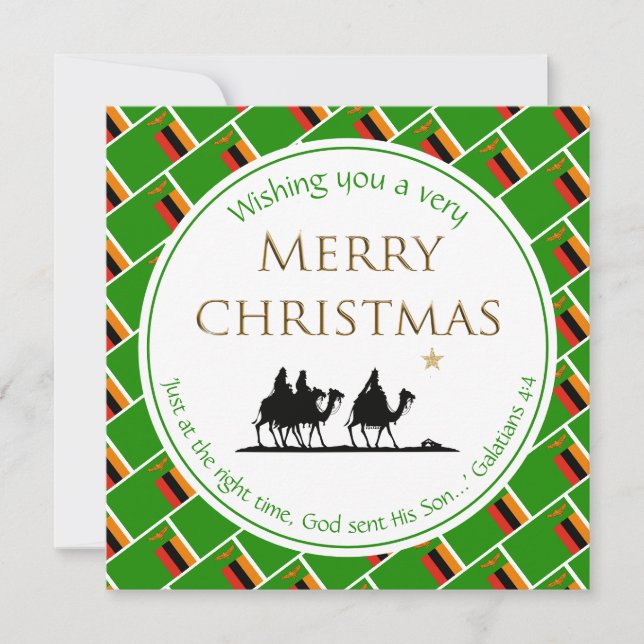 Cartes Pour Fêtes Annuelles ZAMBIE DRAPEAU Trois Sages Hommes Noël ZAMBIEN (Devant)