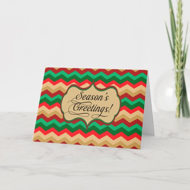 Cartes Pour Fêtes Annuelles Zigzag de Chevron de Noël (Devant)