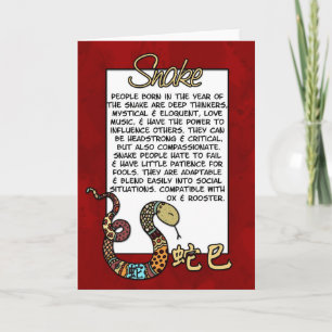Cartes Pour Fêtes Annuelles Zodiaque chinois - serpent