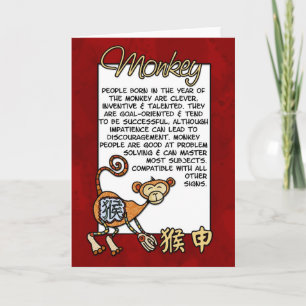Cartes Pour Fêtes Annuelles Zodiaque chinois - singe