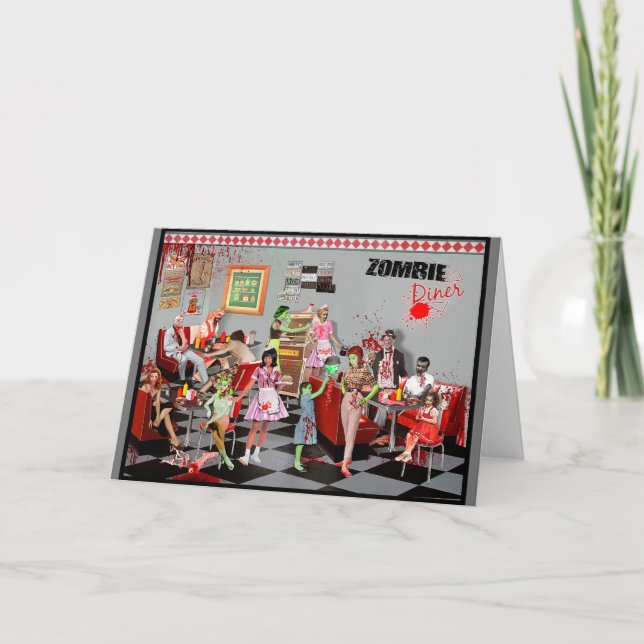 Cartes Pour Fêtes Annuelles Zombie Diner (Devant)