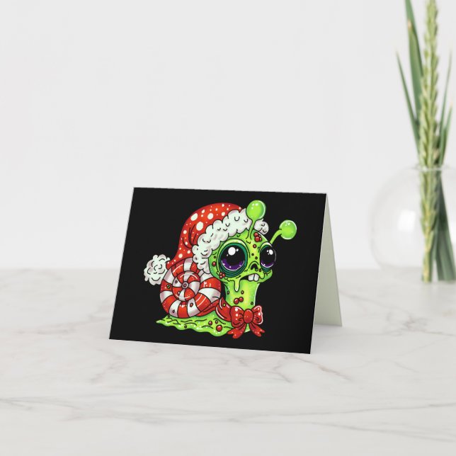 Cartes Pour Fêtes Annuelles Zombie Snail, tard pour Noël (Devant)