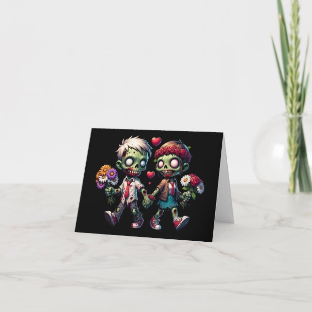 Cartes Pour Fêtes Annuelles Zombies en amour (Devant)