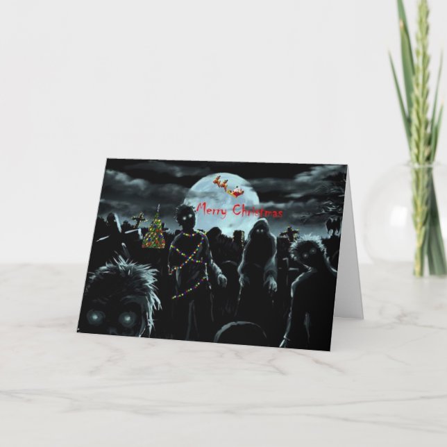 Cartes Pour Fêtes Annuelles Zombis attendant Père Noël (Devant)