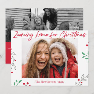 Cartes Pour Fêtes Annuelles "Zooming Home" amusant personnalisé Photo de Noël