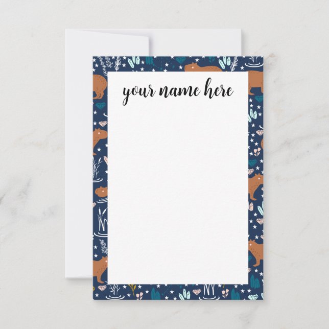 Cartes pour notes capybara personnalisés (Devant)