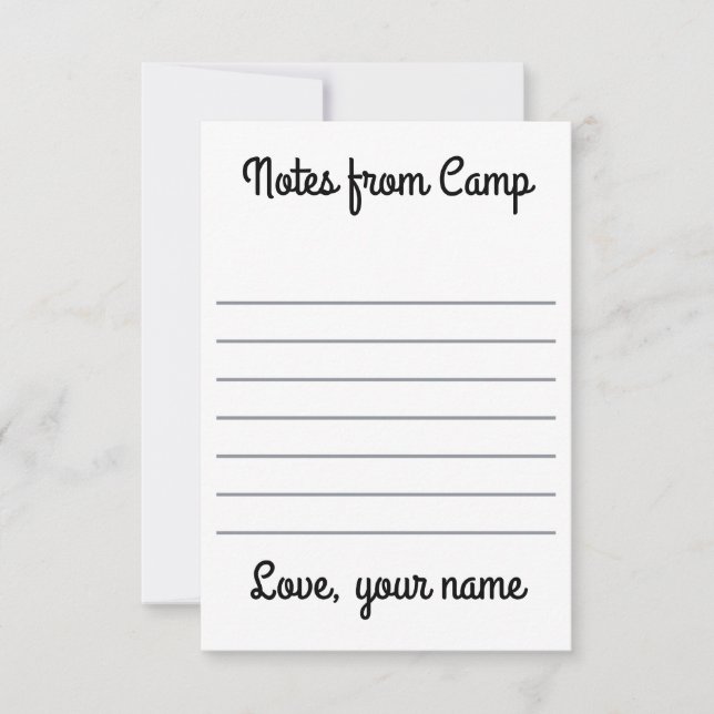 Cartes pour notes de camp d'été personnalisés (Devant)