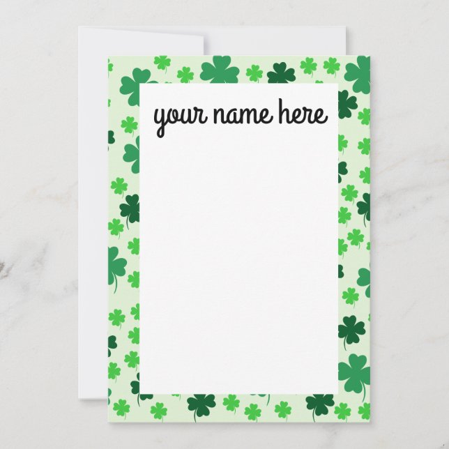 Cartes pour notes de Clover chanceux personnalisés (Devant)