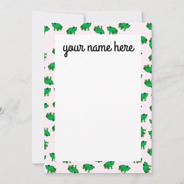 Cartes pour notes de grenouilles personnalisées (Devant)