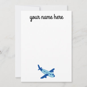 Cartes pour notes de papeterie d'avion pour enfant
