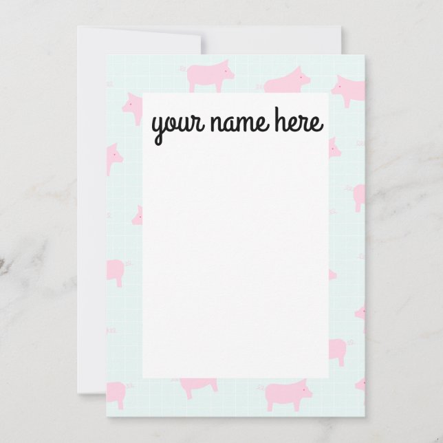 Cartes pour notes de porcs personnalisés (Devant)