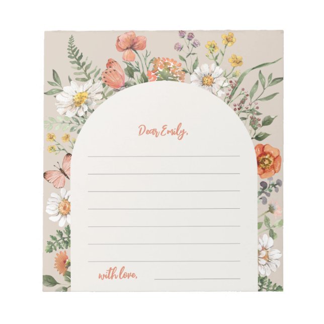 Cartes pour notes fleurs sauvages | Bloc-notes (Devant)