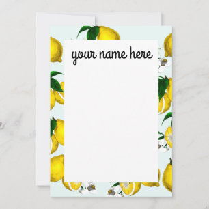 Cartes pour notes personnalisés au citron