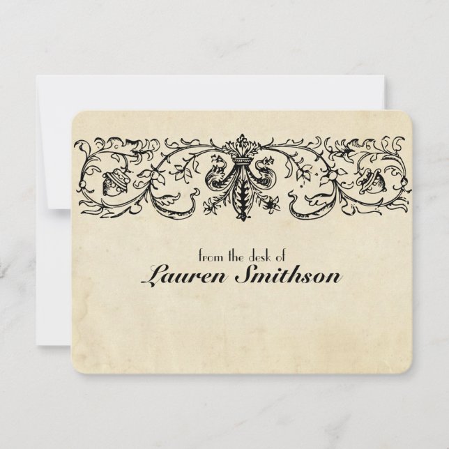 Cartes pour notes personnalisés par Fleur noirs (Devant)