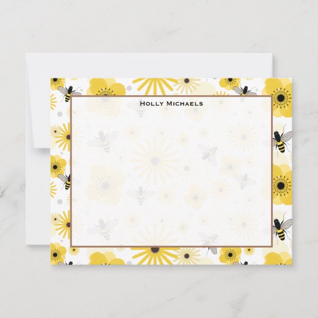 Cartes pour notes plats d'abeilles et de fleurs de (Devant)