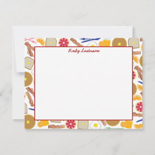Cartes pour notes plats de nourritures de petit
