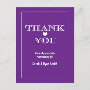 Cartes pourpres de Merci de mariage de coeur