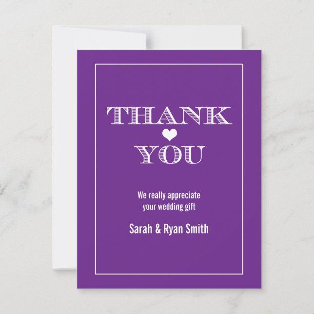 Cartes pourpres de Merci de mariage de coeur (Devant)