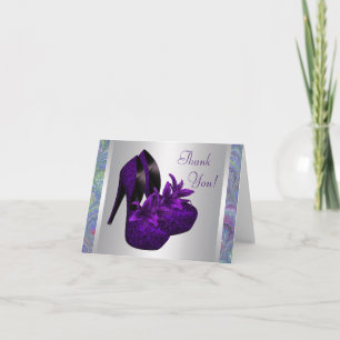 Cartes pourpres de Merci de talons hauts