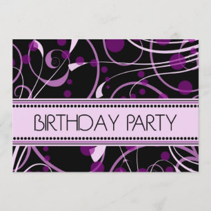 Cartes pourpres d'invitation de fête