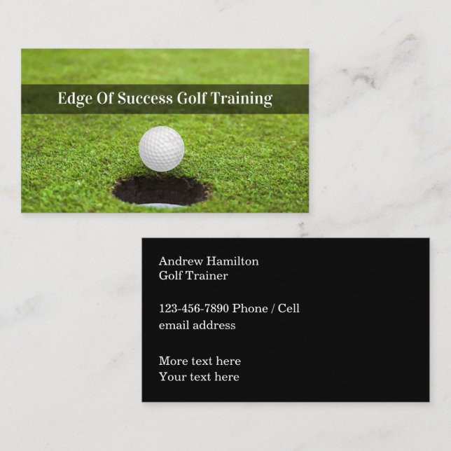Cartes professionnelles de formation au golf (Devant / Derrière)