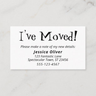 Cartes Quirky "I've Moved" (J'ai déplacé) blanches
