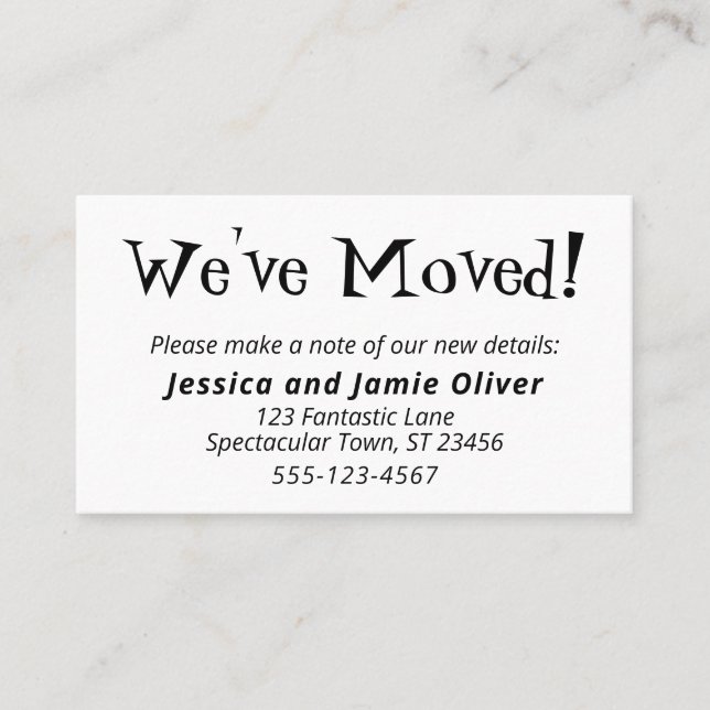 Cartes Quirky "We've Moved" (Devant)