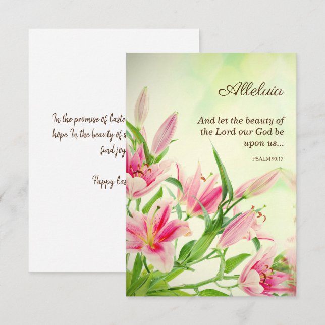 Cartes religieuses de Pâques - Sentiments Alleluia (Devant / Derrière)