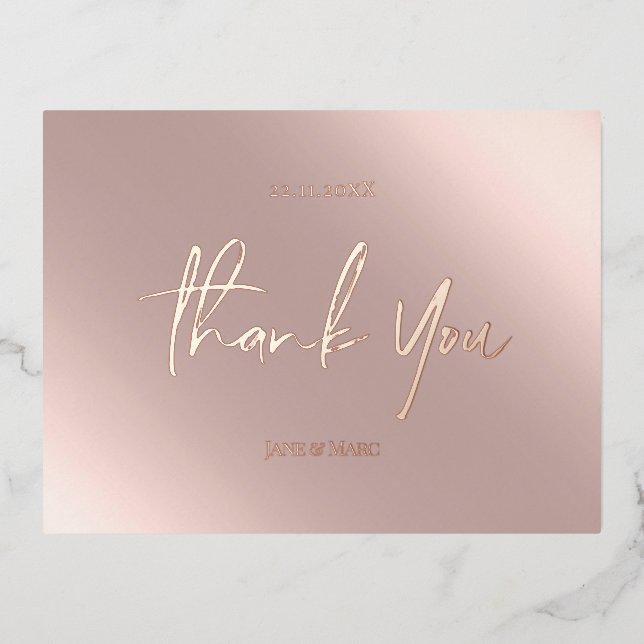 Cartes Remerciements Real Foil Rosegold Carte Post (Recto)